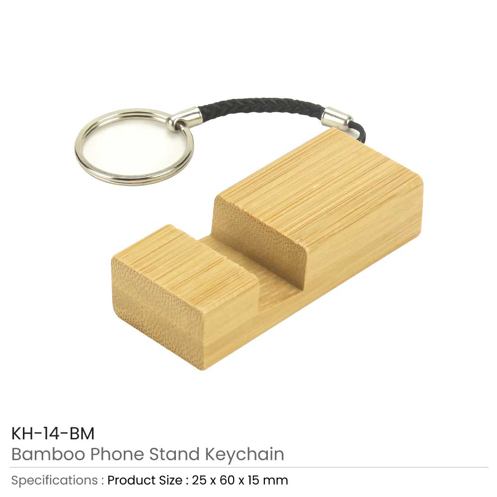 Bamboo Phone Stand with Round Key Holder 3
