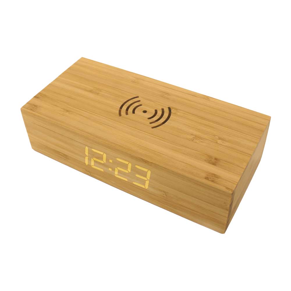Bamboo Clock with 5W Wireless Charging Function 2