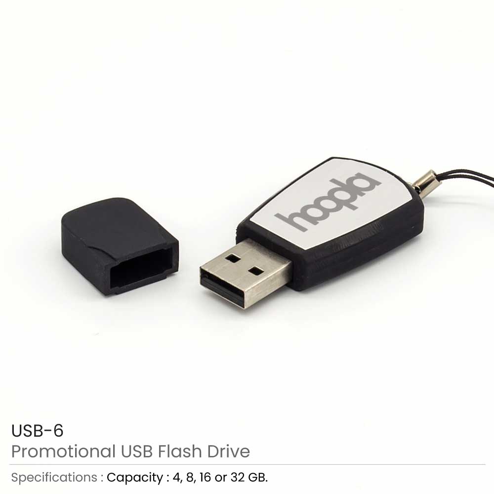 Black Rubberized USB Flash 3