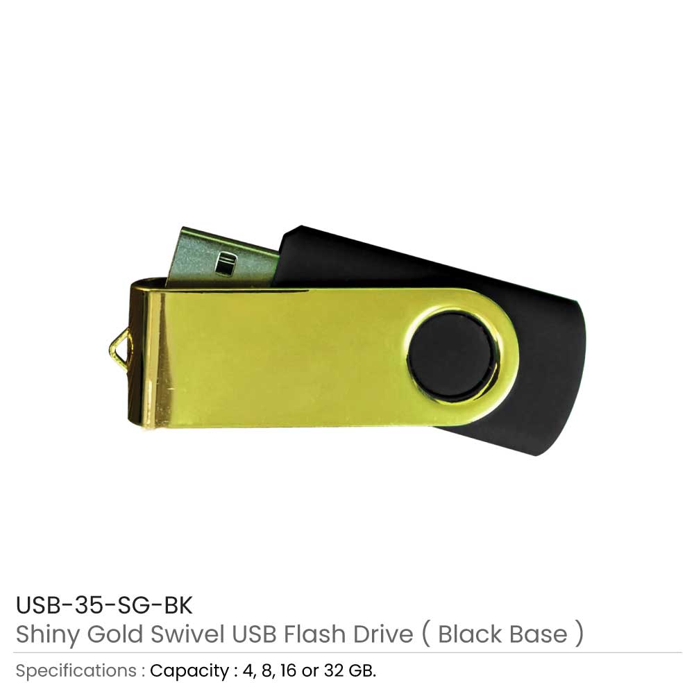 Shiny Gold Swivel USB Flash Drives 2