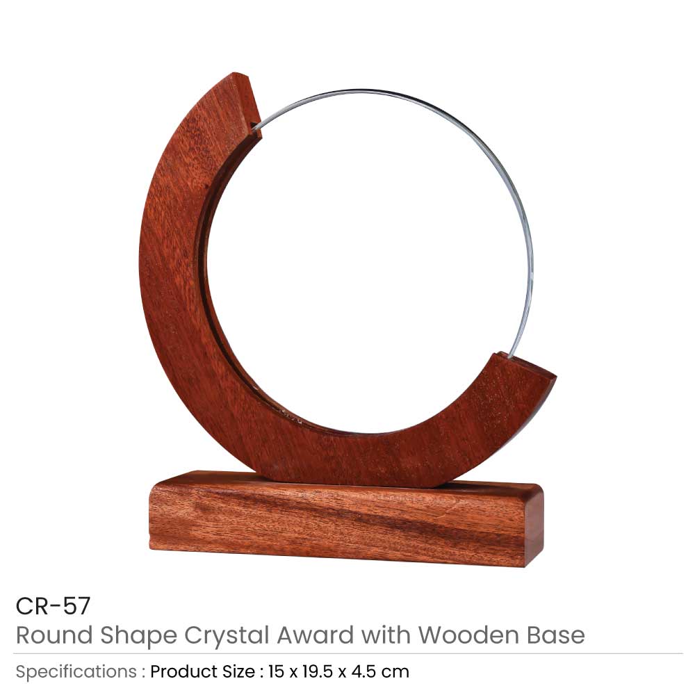 Round Moon Crystal Awards with Wooden Base 5
