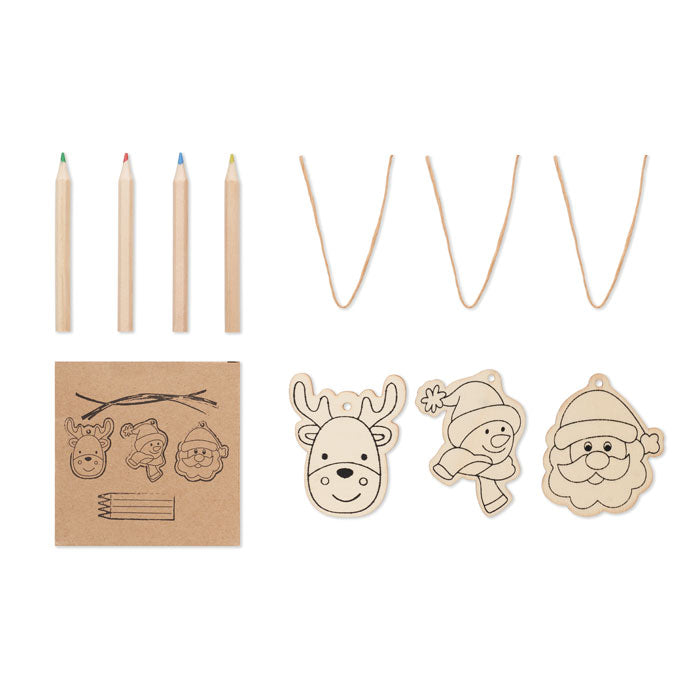 Drawing wooden ornaments set 2
