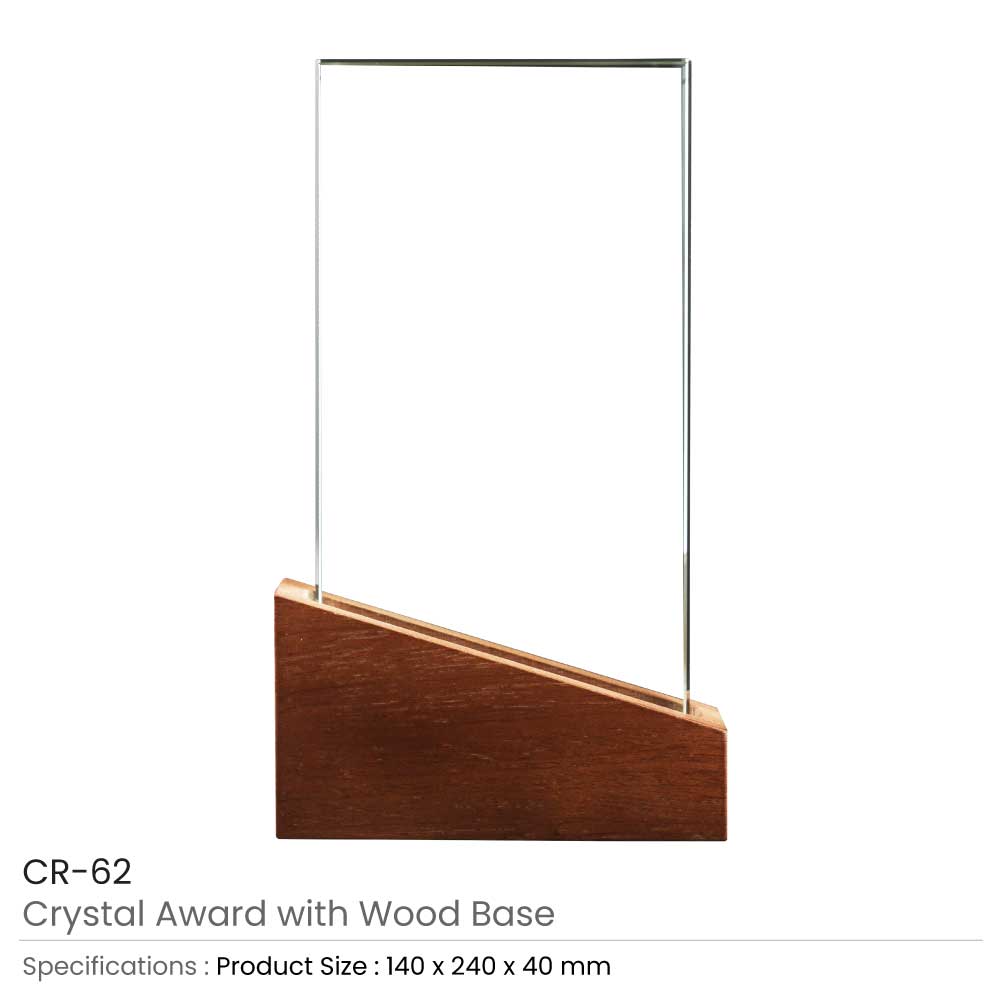 Crystal Awards with Wood Base in Black Hardboard Box 3