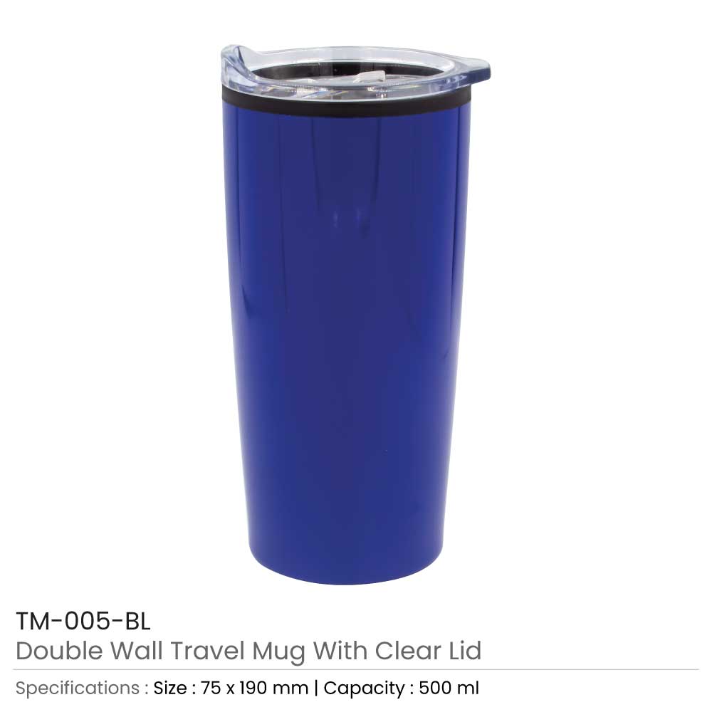 Double-Wall Travel Mugs with Clear Lid 6