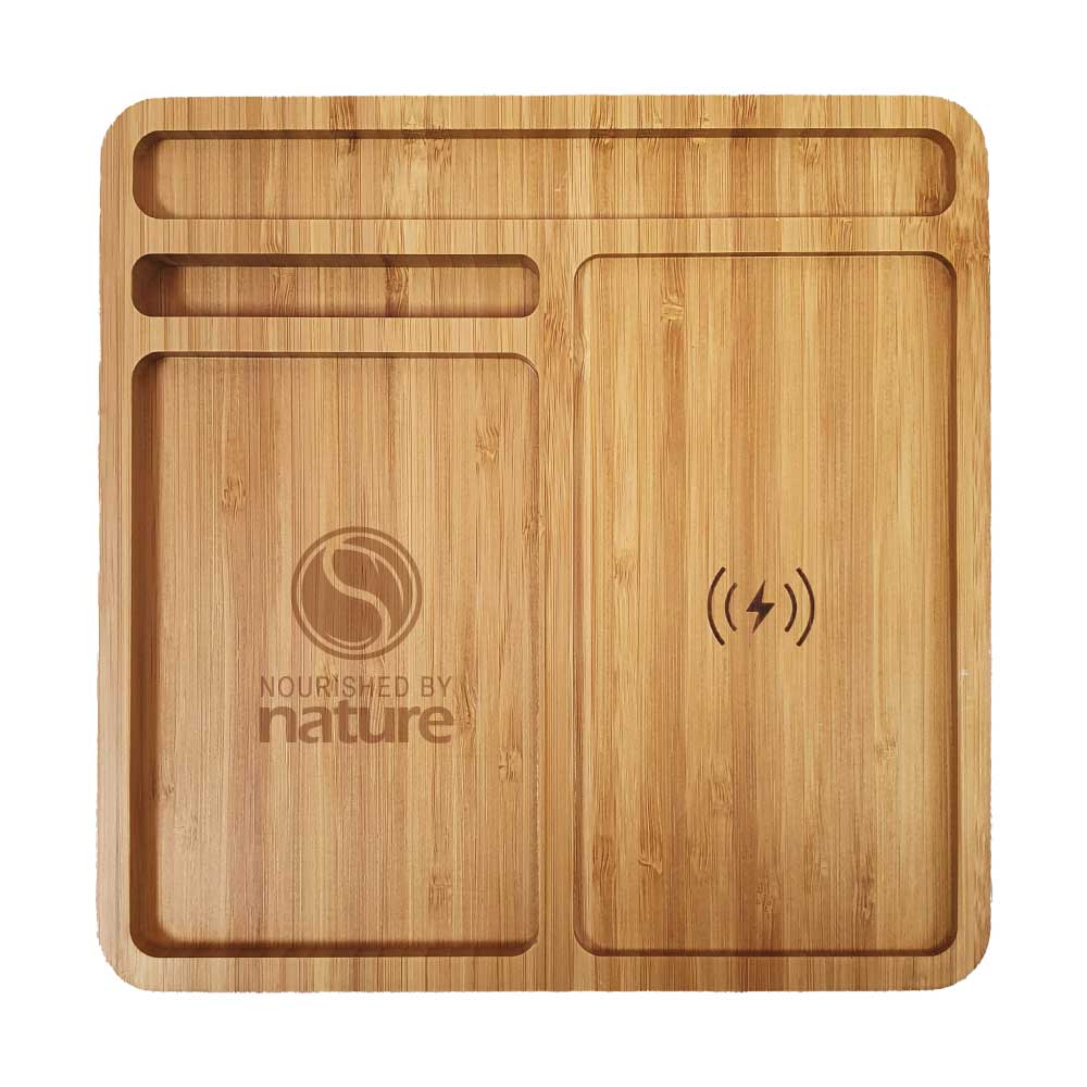Bamboo 15W Wireless Desk Fast Charging Pad & Organizer 2