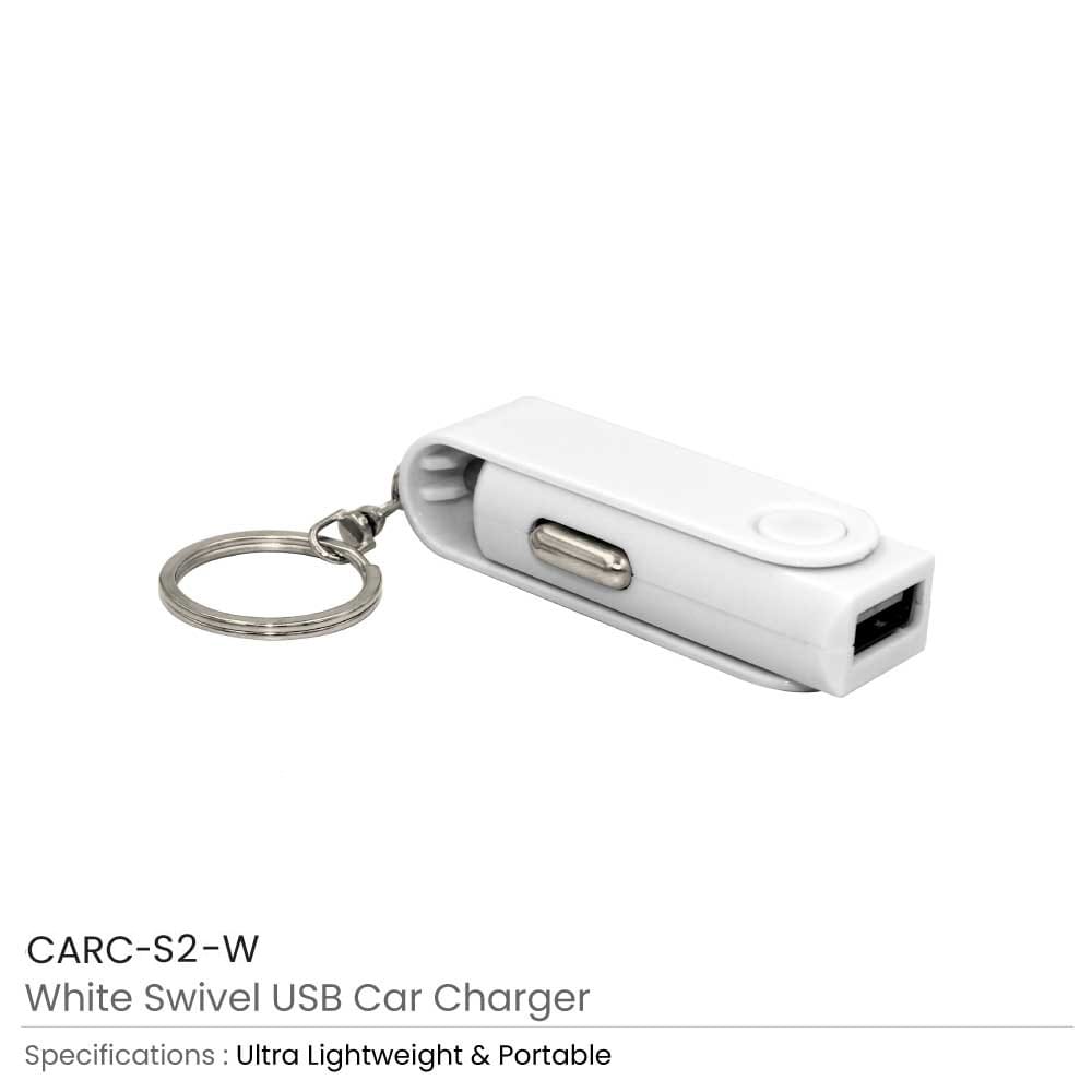 Swivel USB Car Charger with Key Ring attachment 2