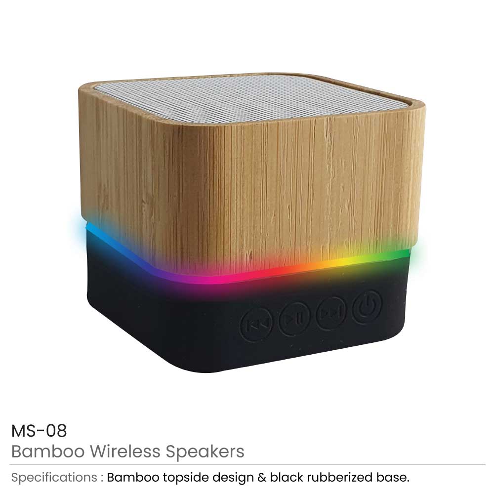 Cube Bamboo Bluetooth Speakers V5.0 3