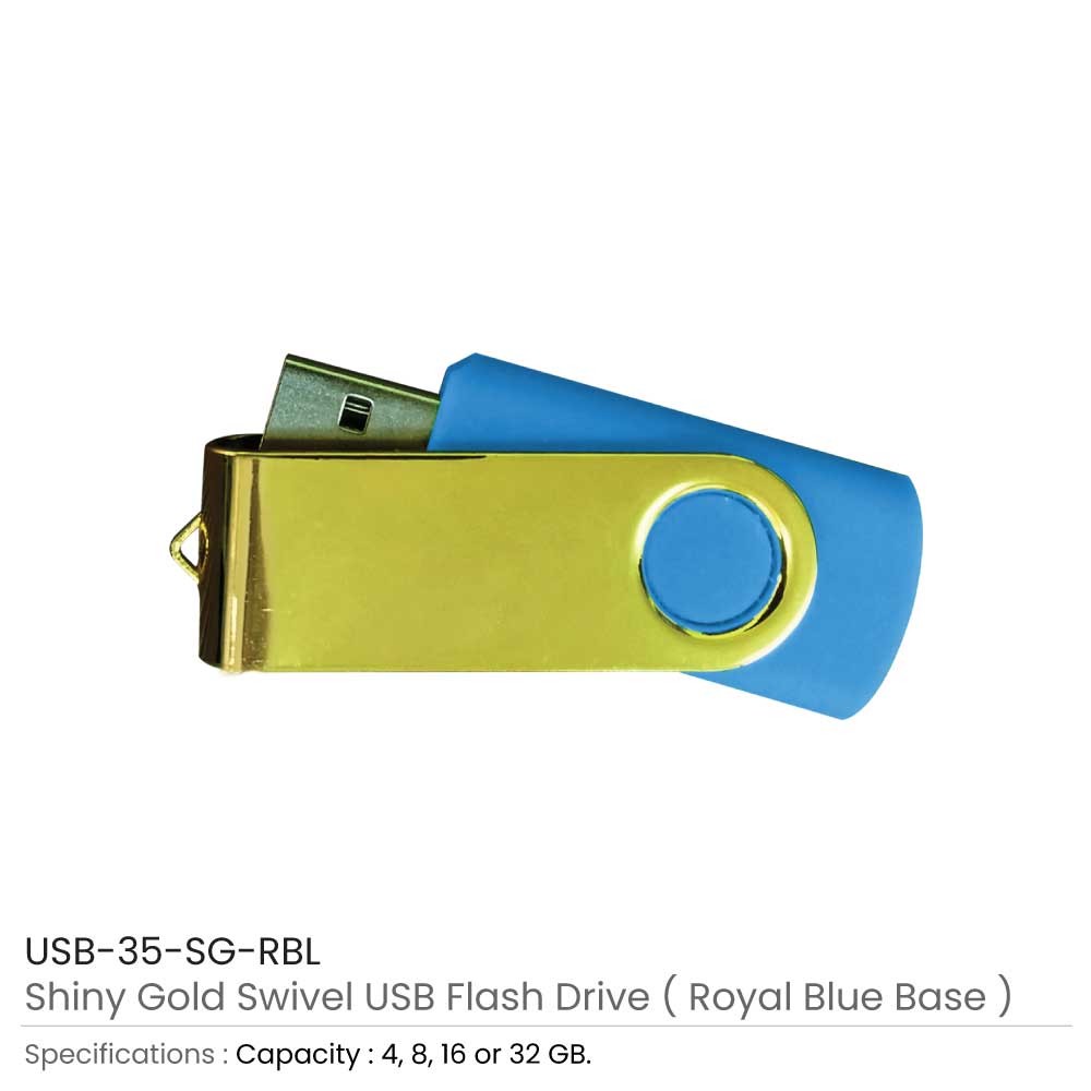 Shiny Gold Swivel USB Flash Drives 7