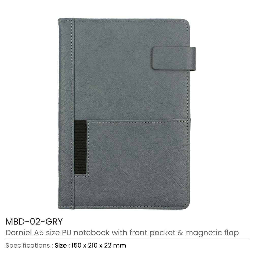Dorniel A5 PU Notebooks with Front Pocket & Magnetic Flap 6