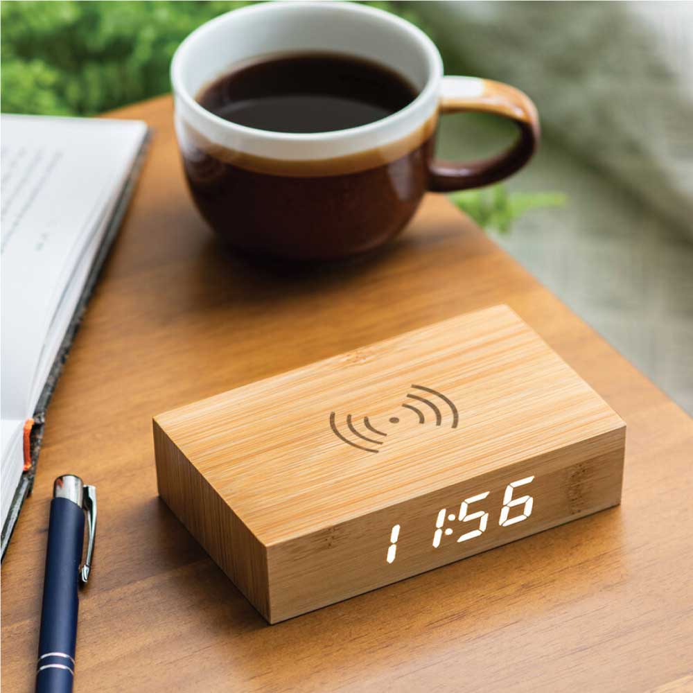 Bamboo Clock with 5W Wireless Charging Function 4
