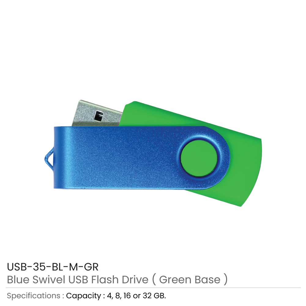 Matt Blue Swivel USB Flash Drives 9