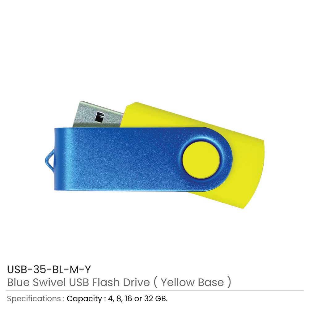 Matt Blue Swivel USB Flash Drives 10