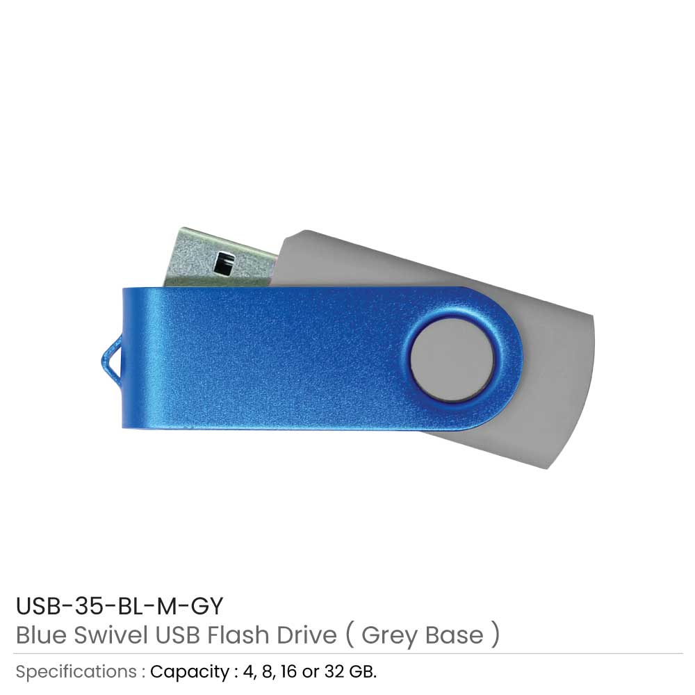 Matt Blue Swivel USB Flash Drives 8