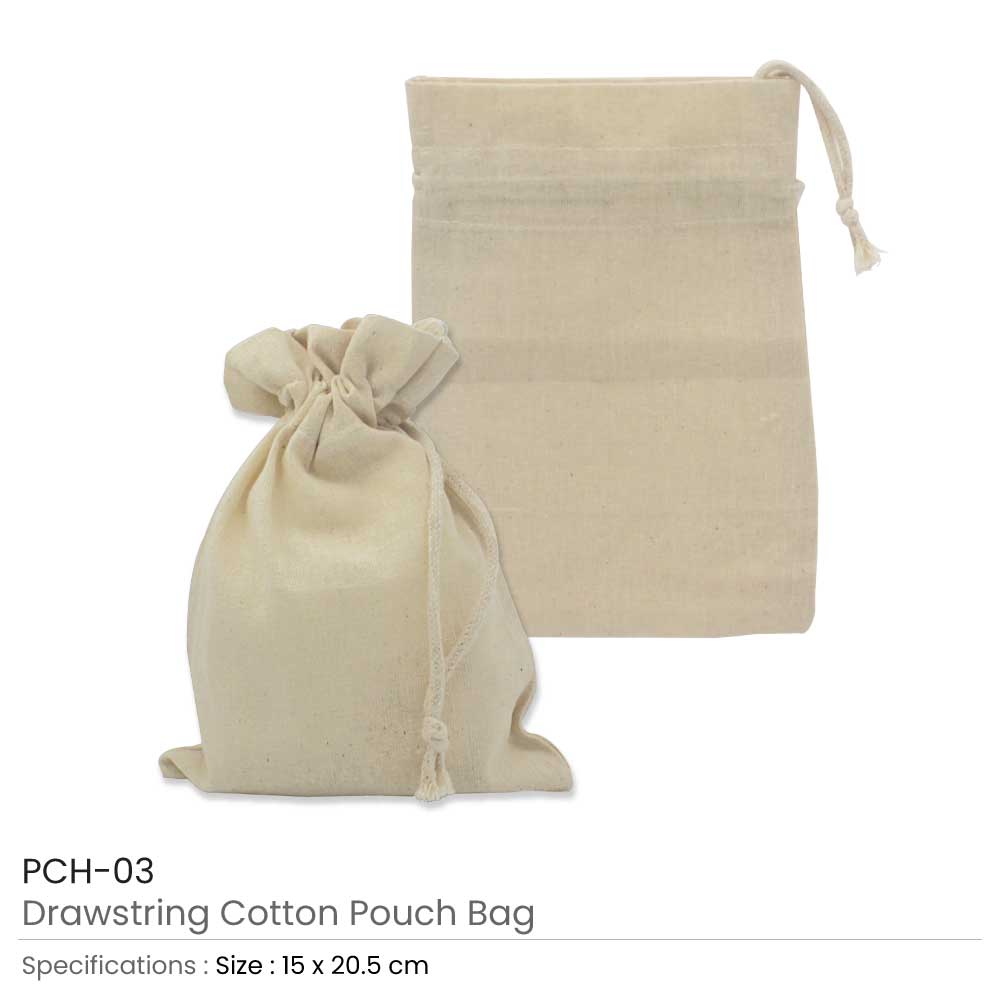 Drawstring Cotton Pouch Bags 4