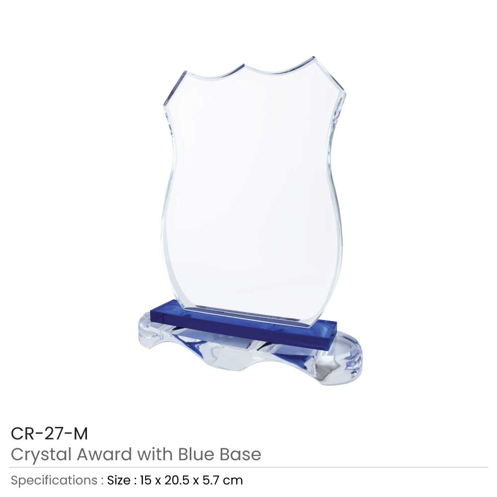 Crystal Awards with Blue Base and Box 3