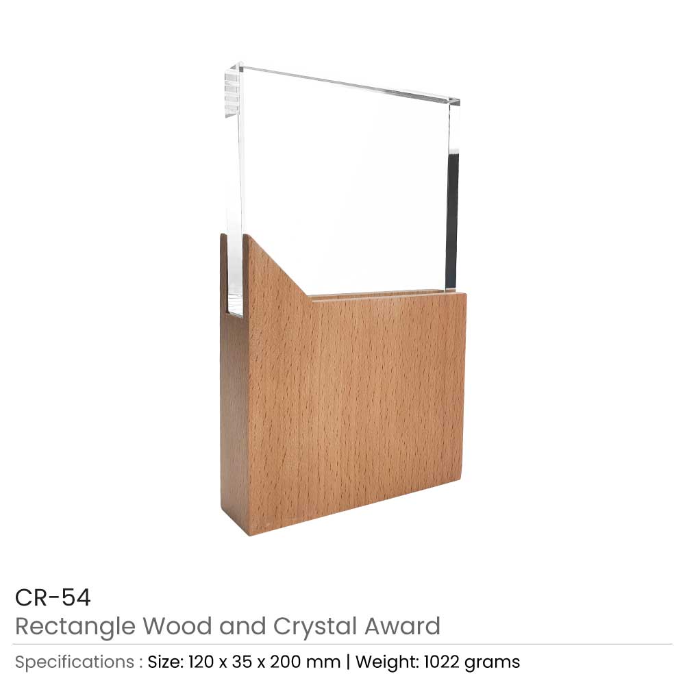 Rectangle Shaped Wood and Crystal Awards with Box 4