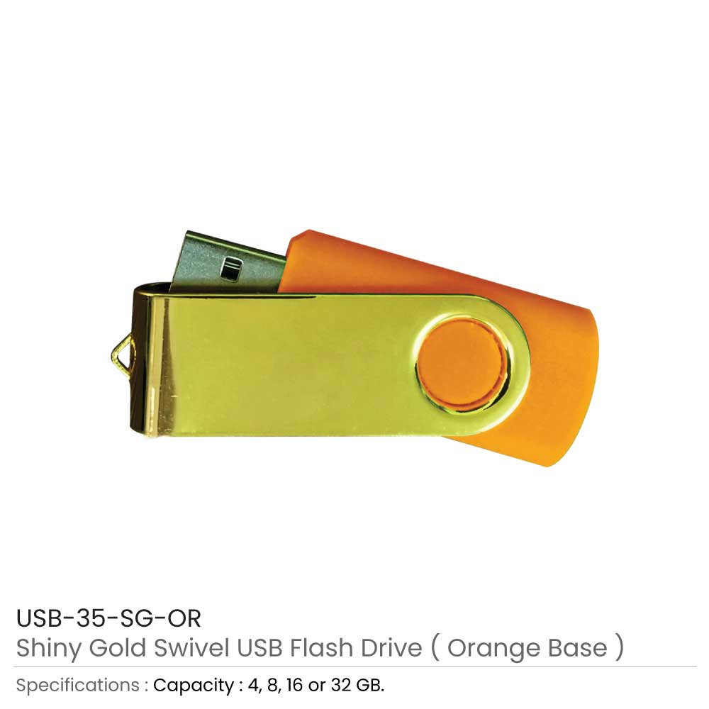 Shiny Gold Swivel USB Flash Drives 5
