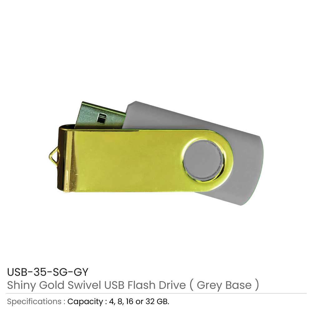 Shiny Gold Swivel USB Flash Drives 6