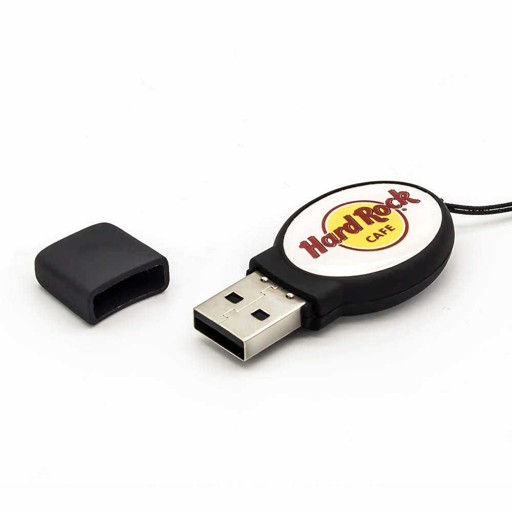 Oval Black Rubberized USB 2
