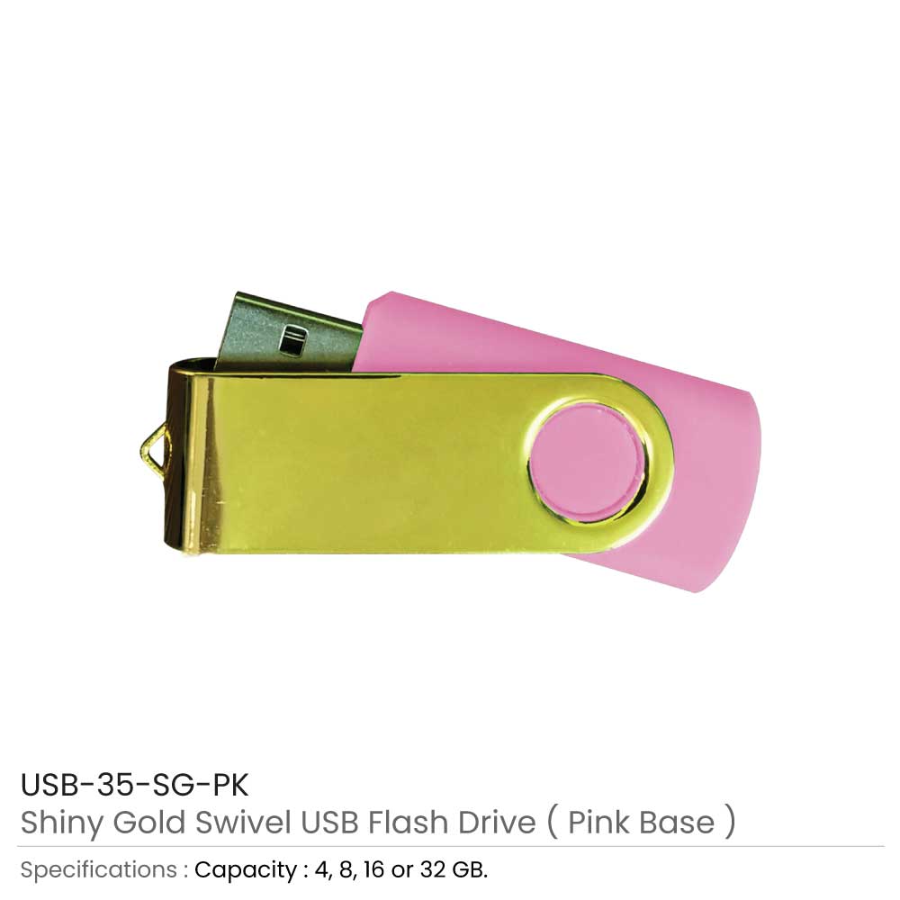 Shiny Gold Swivel USB Flash Drives 9