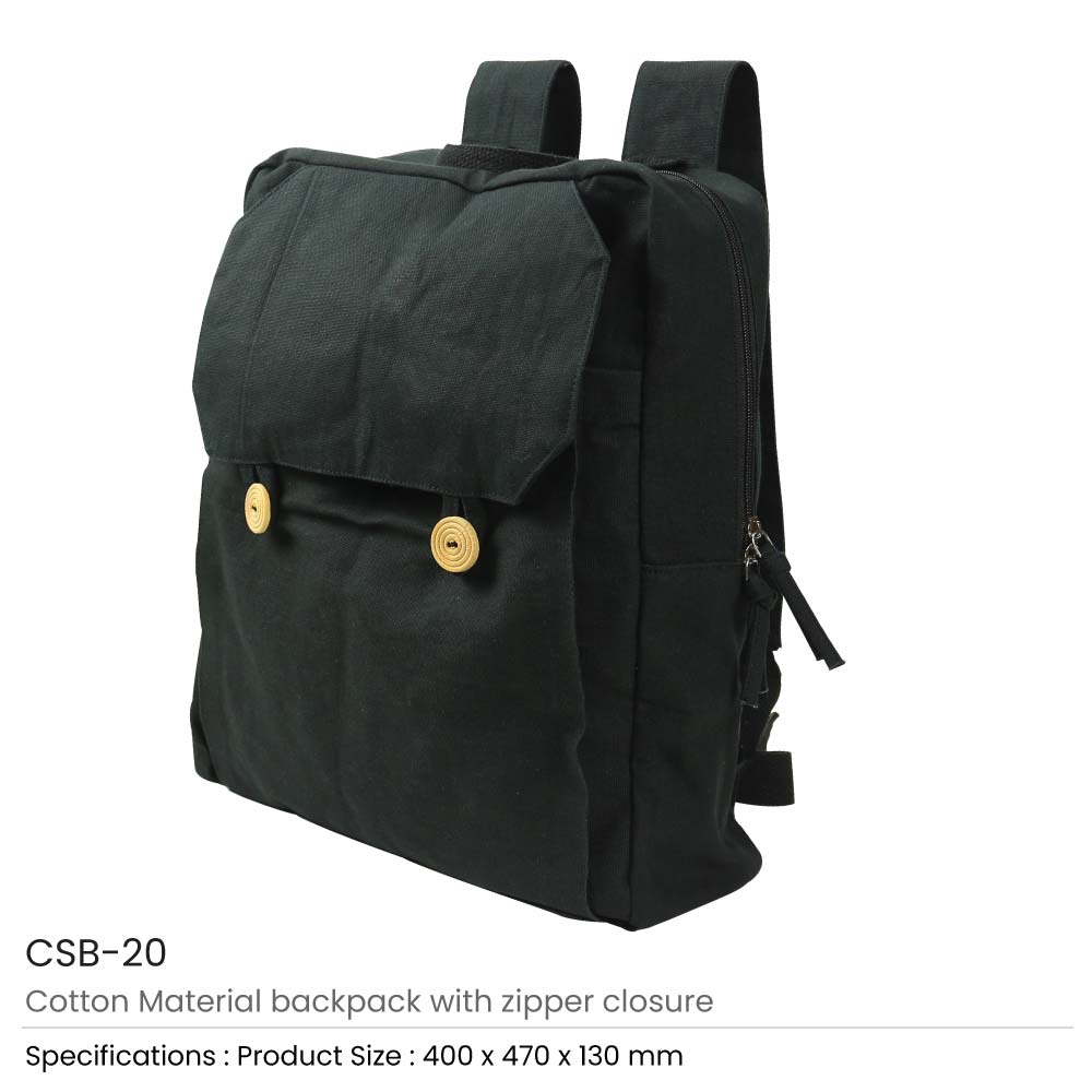 Cotton Backpacks with Zipper Closure 4