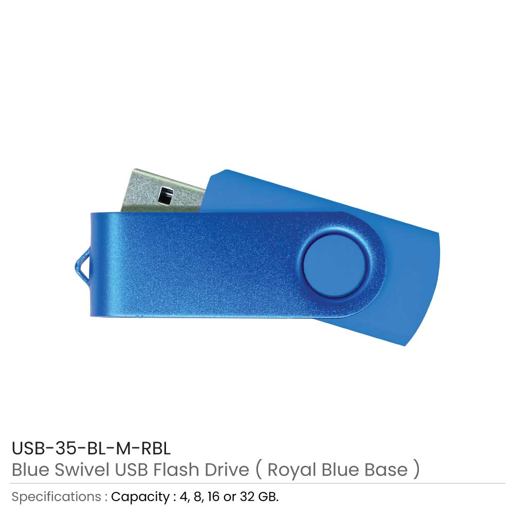 Matt Blue Swivel USB Flash Drives 7