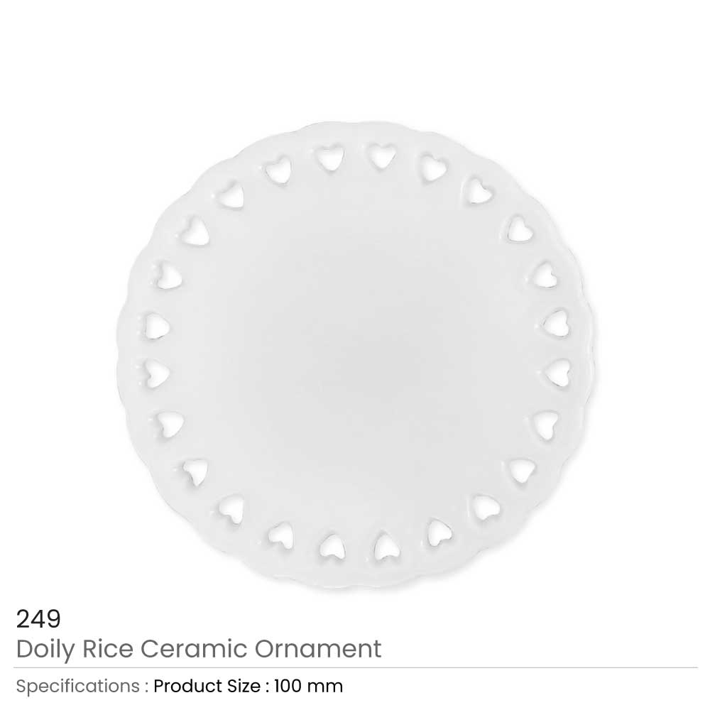Doily Rice Heart Design Ceramic Ornaments 3