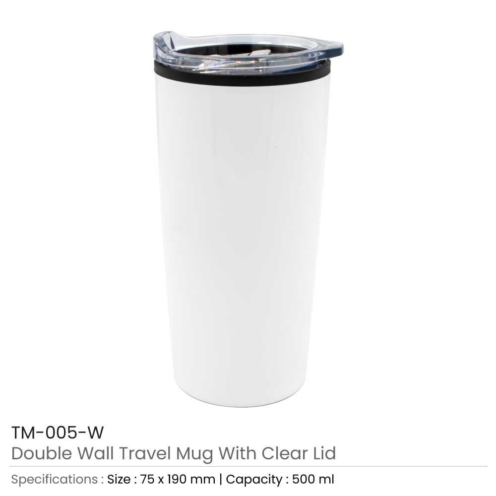 Double-Wall Travel Mugs with Clear Lid 5