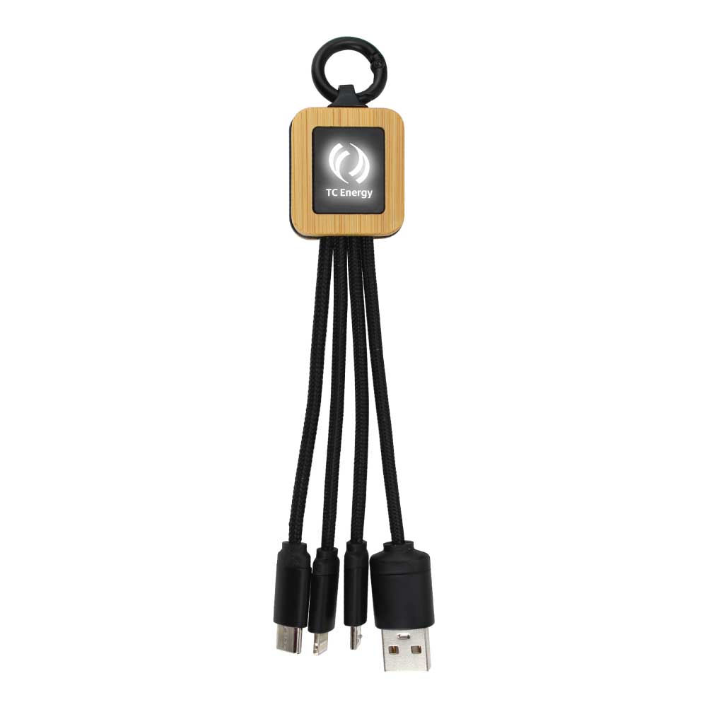 Bamboo Light Up Logo Multi-Charging Cables Type C 3