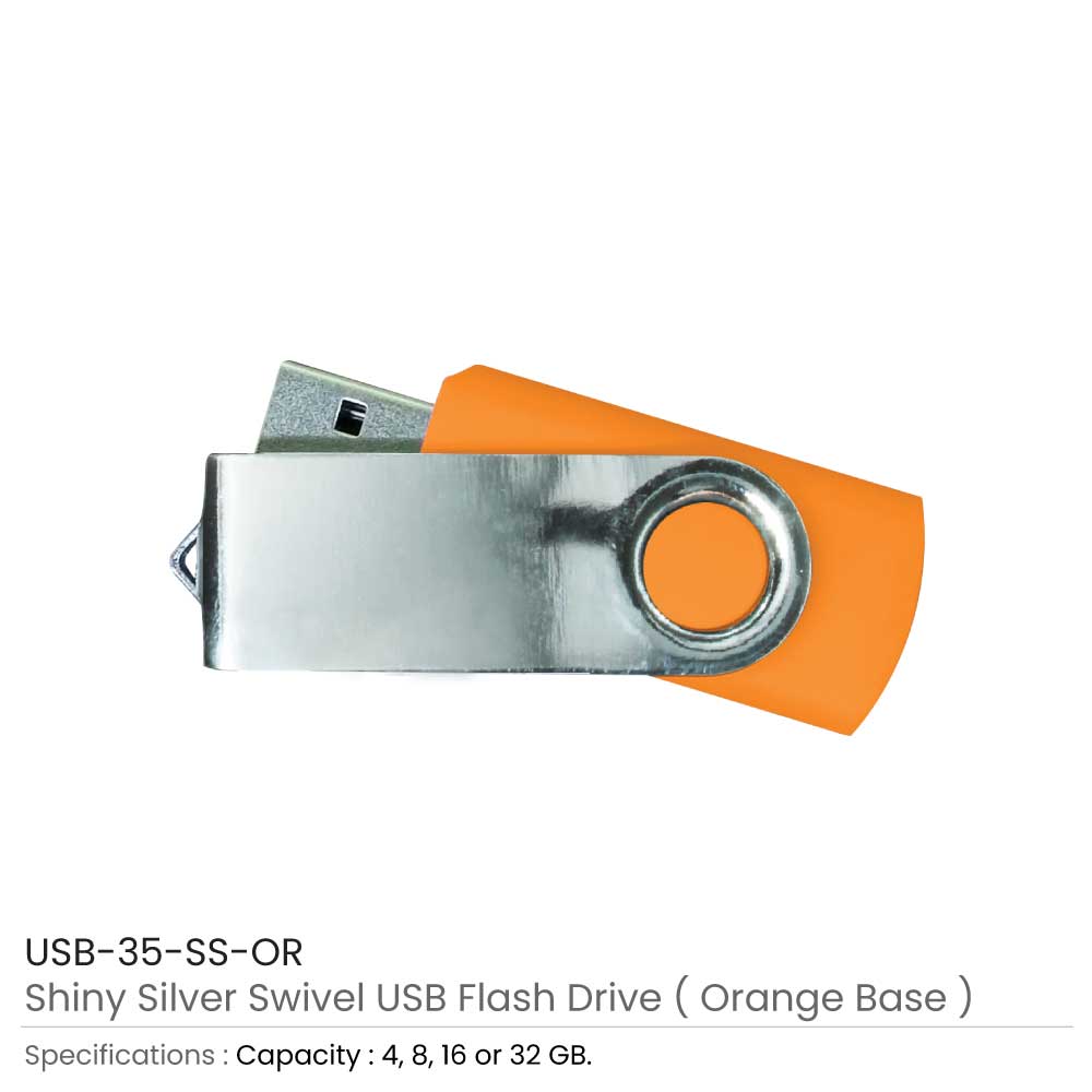 Shiny Silver Swivel USB Flash Drives 6