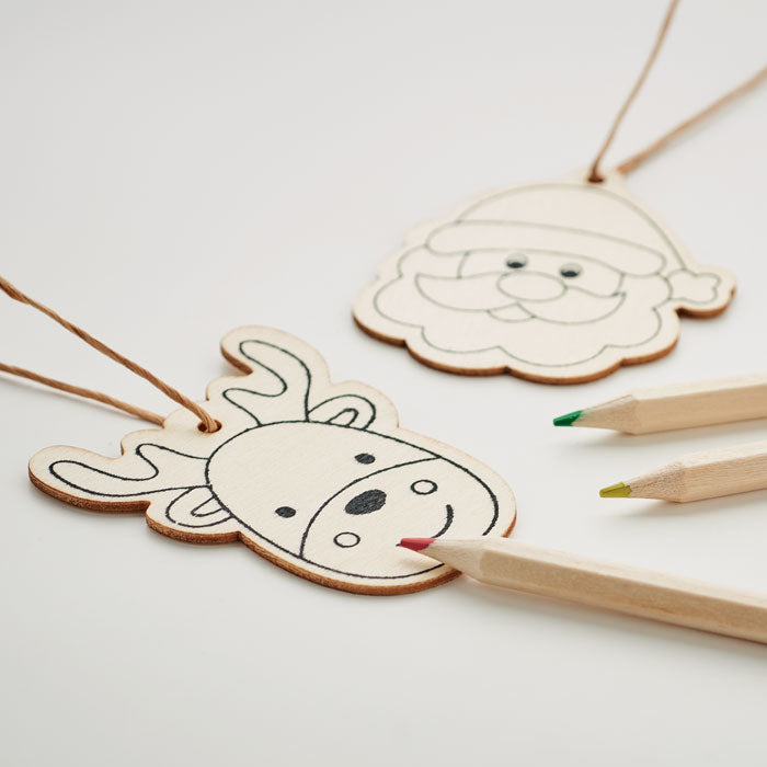 Drawing wooden ornaments set 3