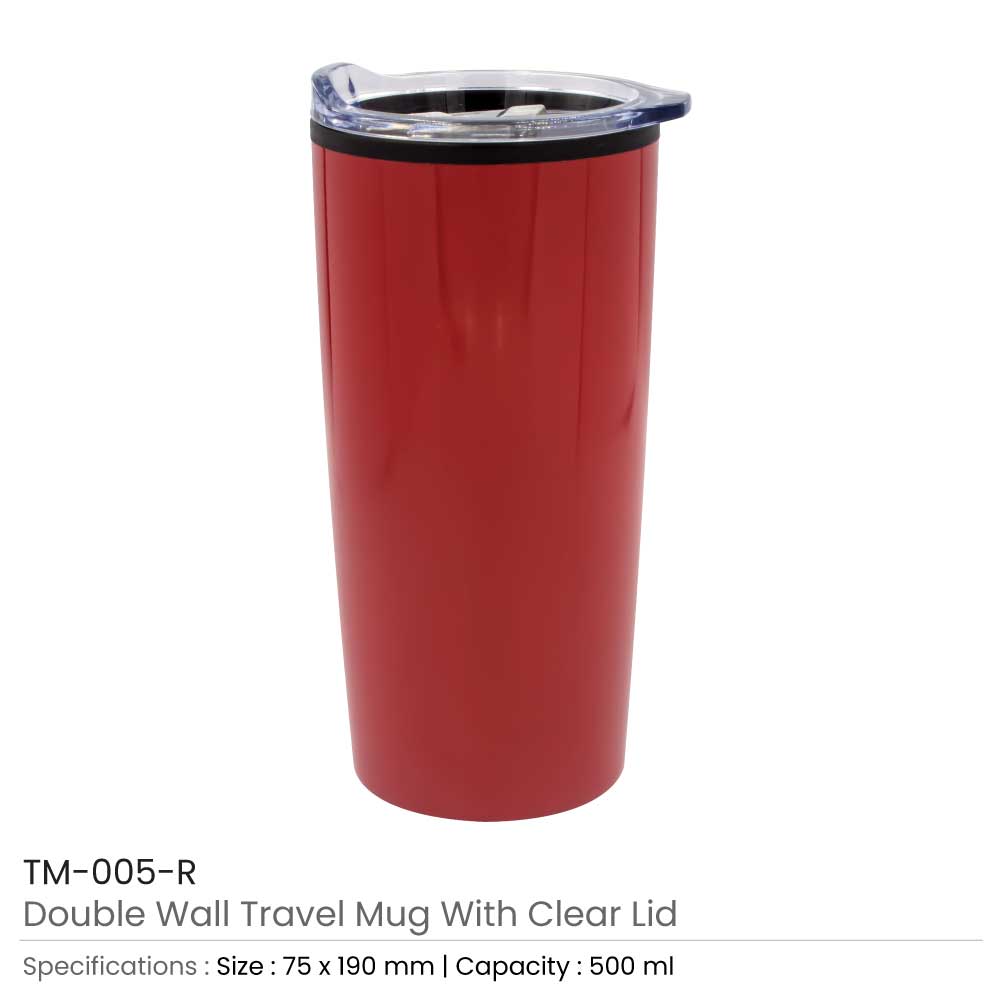 Double-Wall Travel Mugs with Clear Lid 3