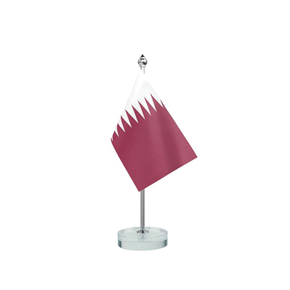 Qatar Table Flag with Glass Base 3