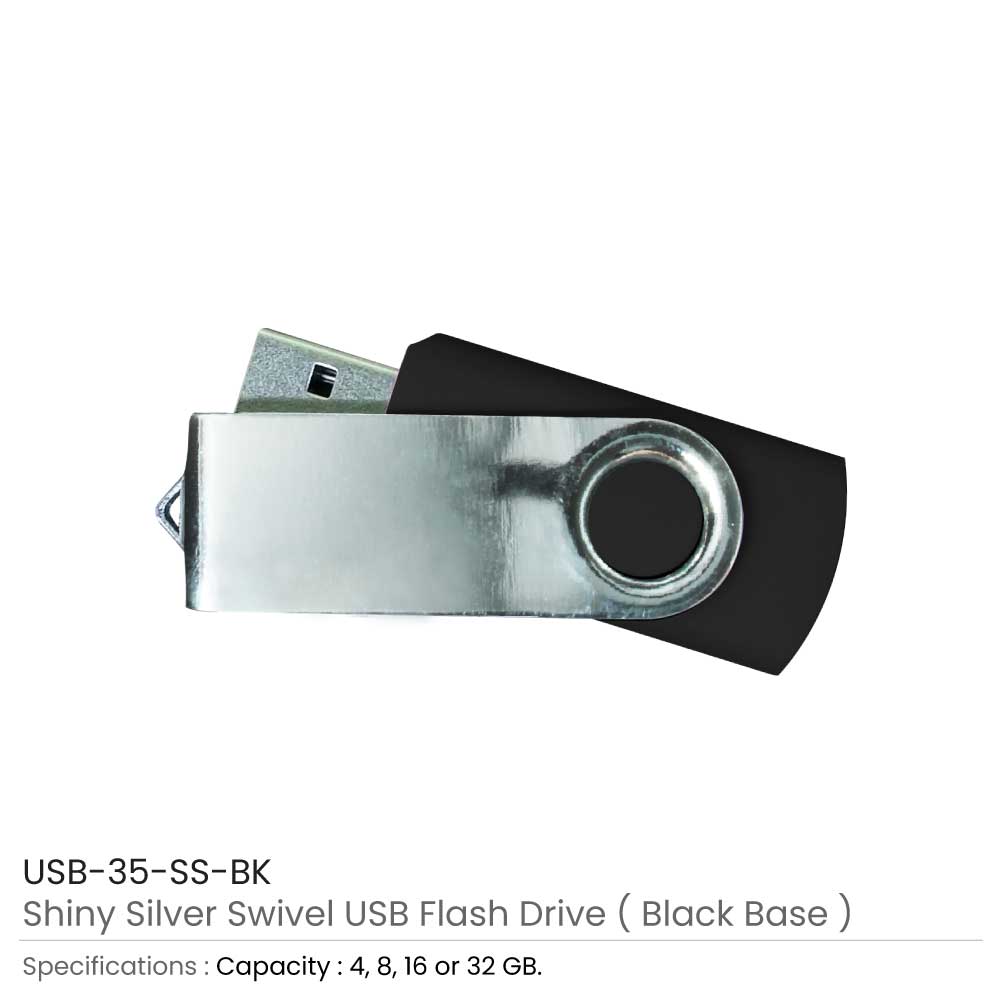 Shiny Silver Swivel USB Flash Drive 2