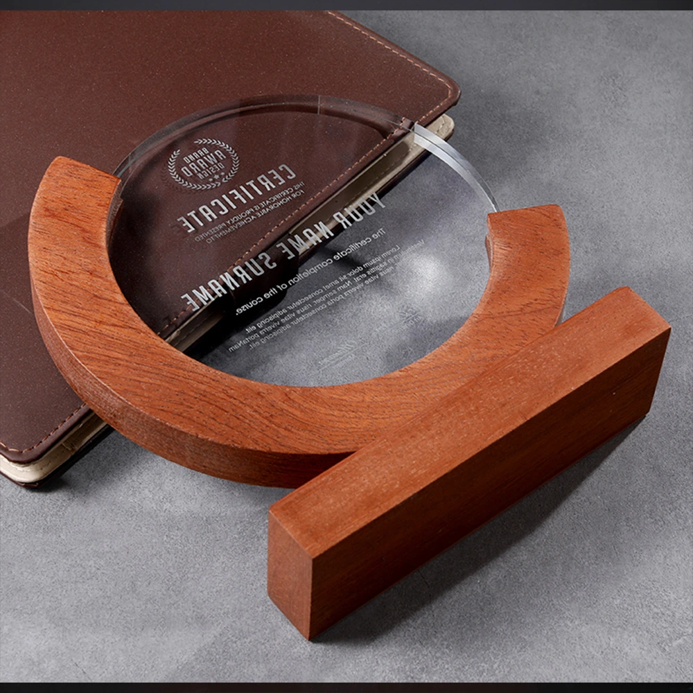 Wood Base K9 Crystal Award 5