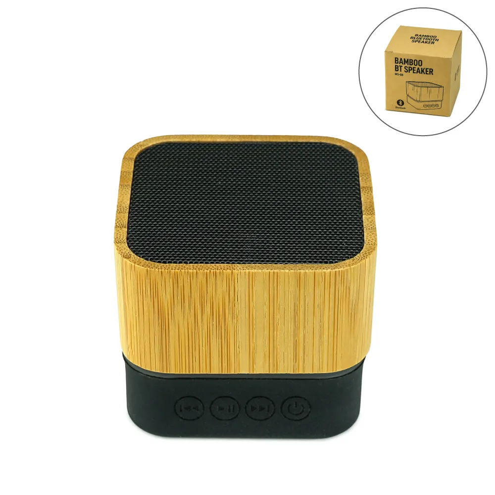 Cube Bamboo Bluetooth Speakers V5.0 3