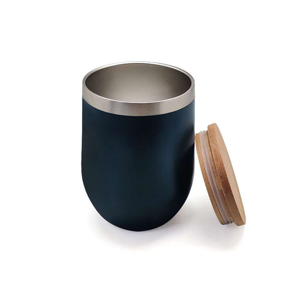 Stainless steel double wall cup with bamboo lid 3