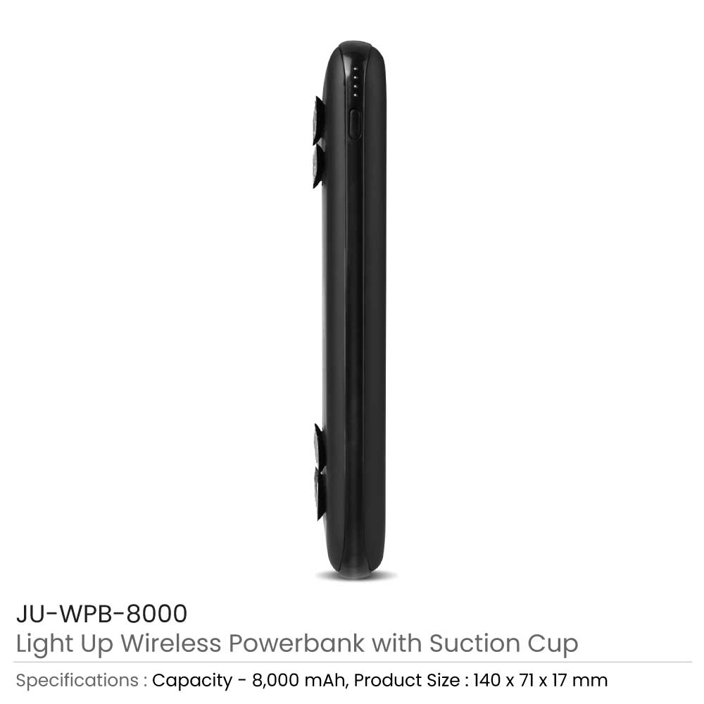 Light Up Wireless Powerbank with Suction Cup 8,000 mAh 5