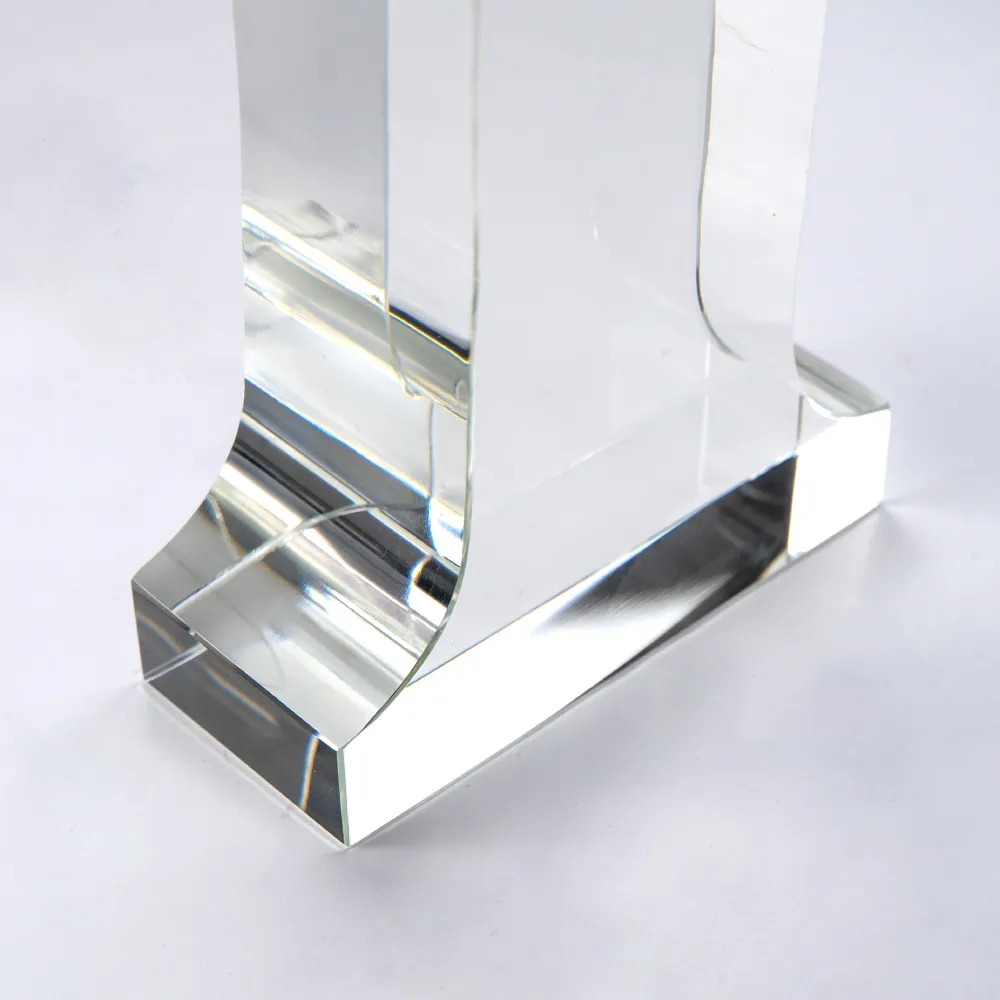 Crystal Glass Trophy in Number One Shape with Gold Lock Closure Box 2