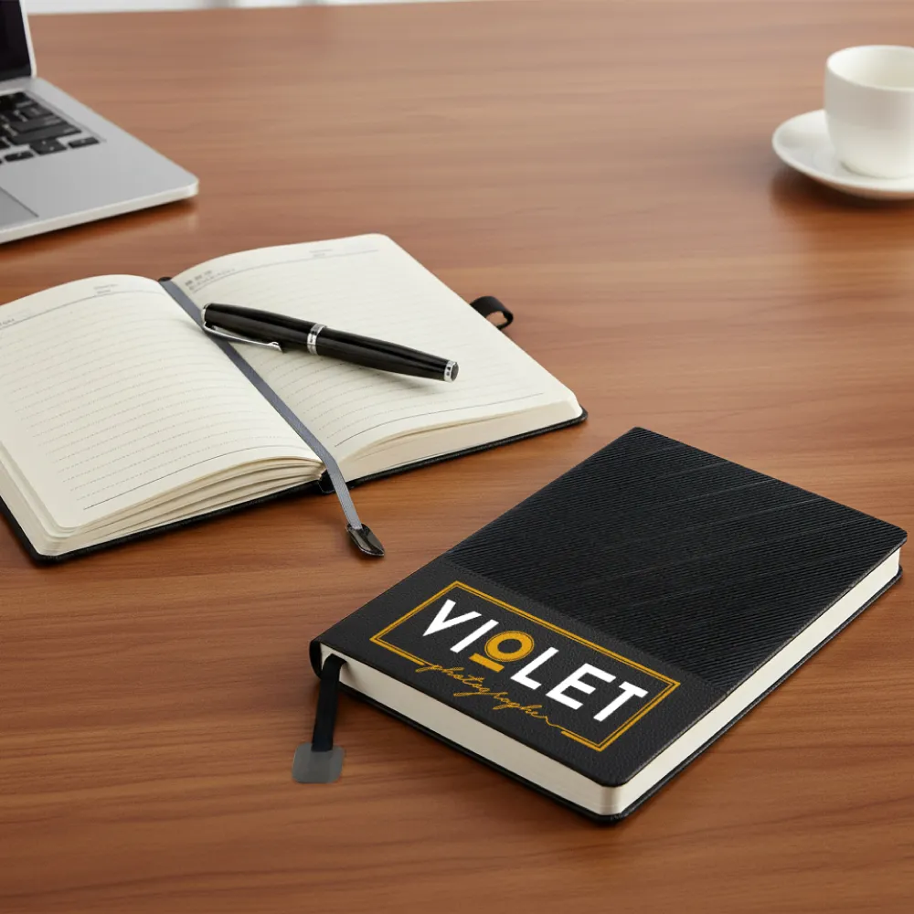 Soft PU Cover Notebooks in A5 Size with Metal Plate Bookmark 12