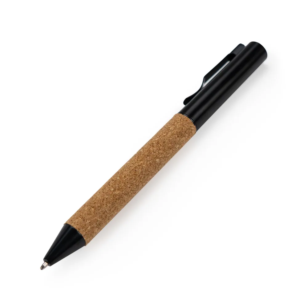 Eco-friendly Metal Pens Black with Cork Barrel and Black Ink 8