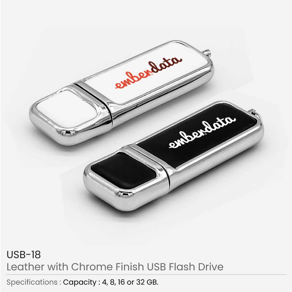 USB Flash Drives Leather with Chrome 4