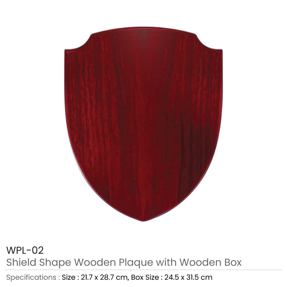 Shield Shaped Wooden Plaque with Box  6