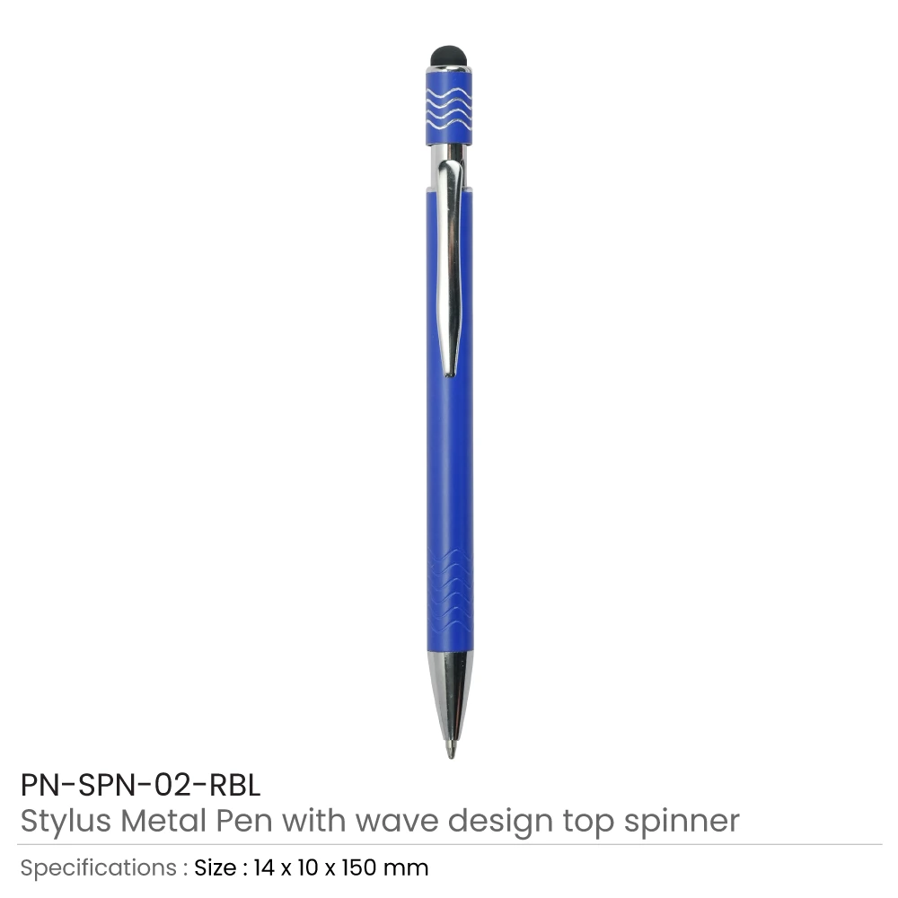 Stylus Metal Pens with Wave Design Top Spinner (Blue Ink) 5