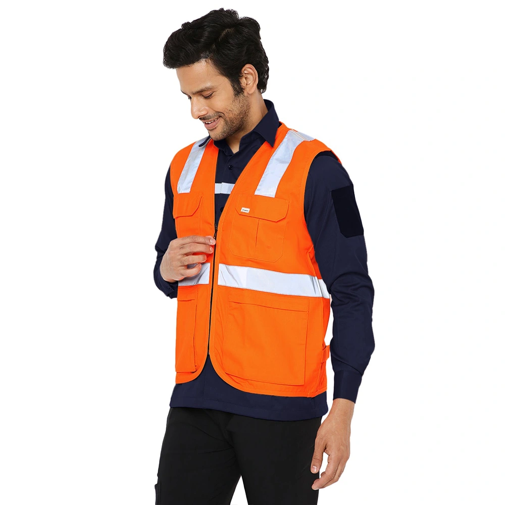 Safety Jacket with Reflective Tape - Fluorescent Orange 5