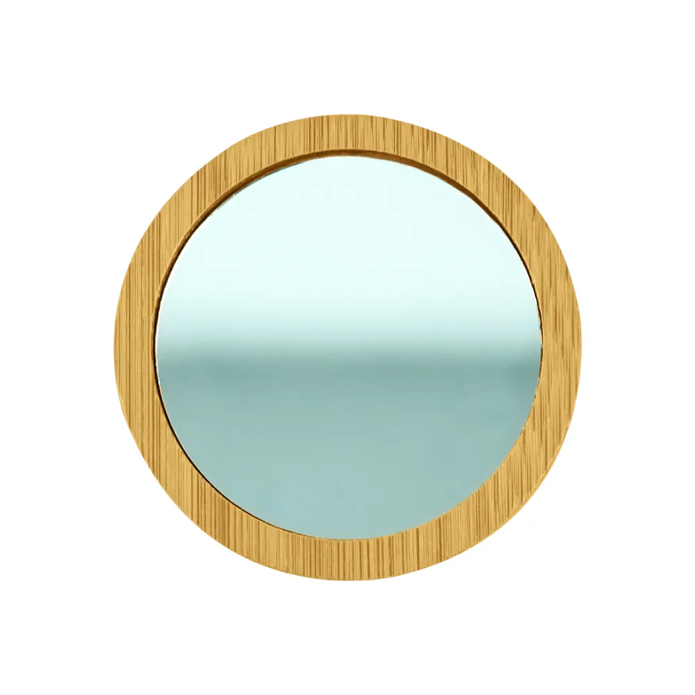 Bamboo Pocket Mirrors in Round-shaped, Lightweight & Portable 3
