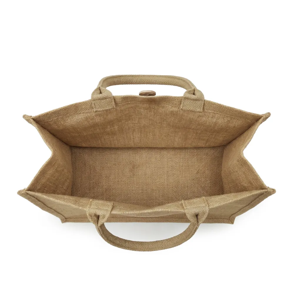 Reusable Jute Shopping Bags with Button Closure for Secure Carrying 5