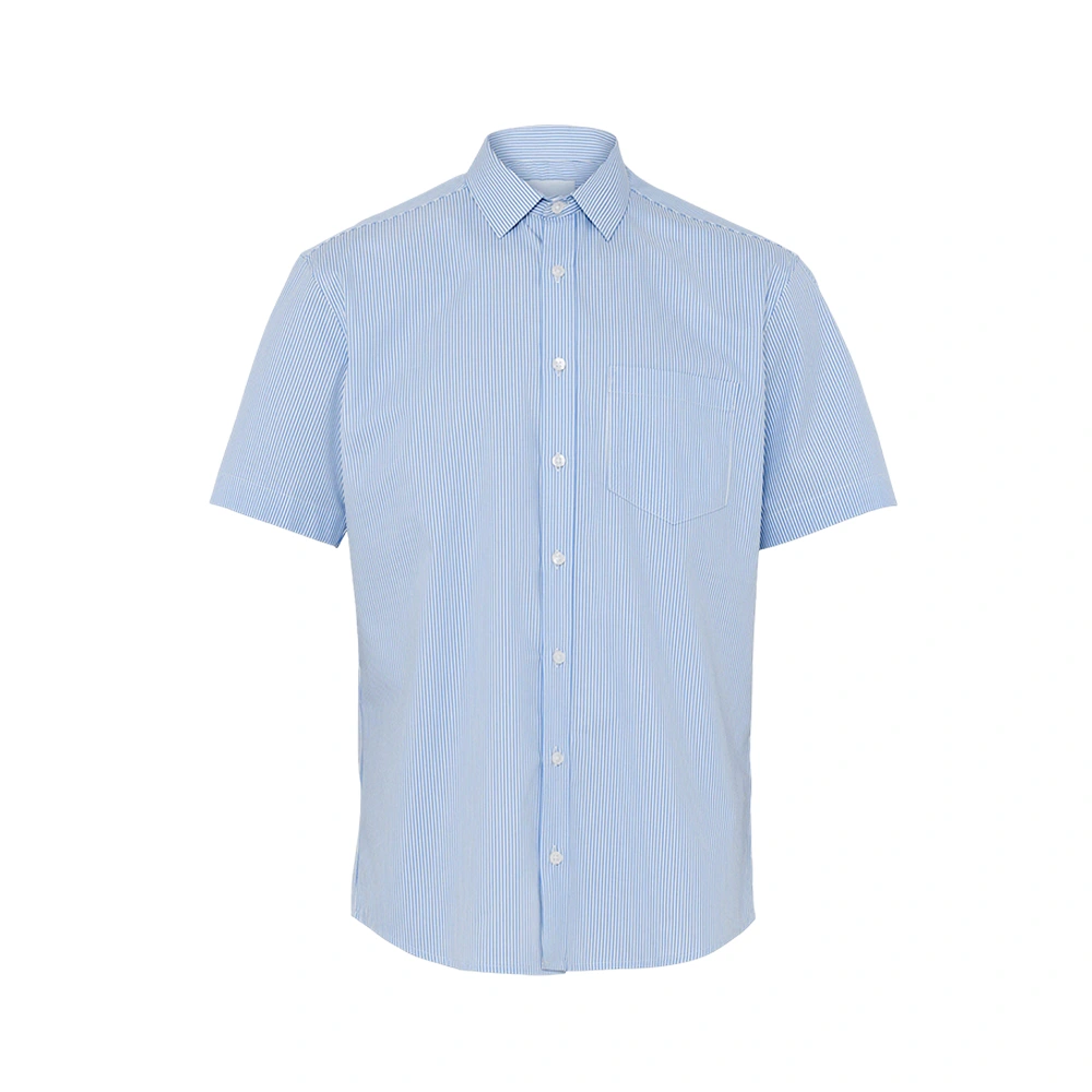 Men's Block Stripe Stretch Short Sleeve Shirt - Light Blue/White 2