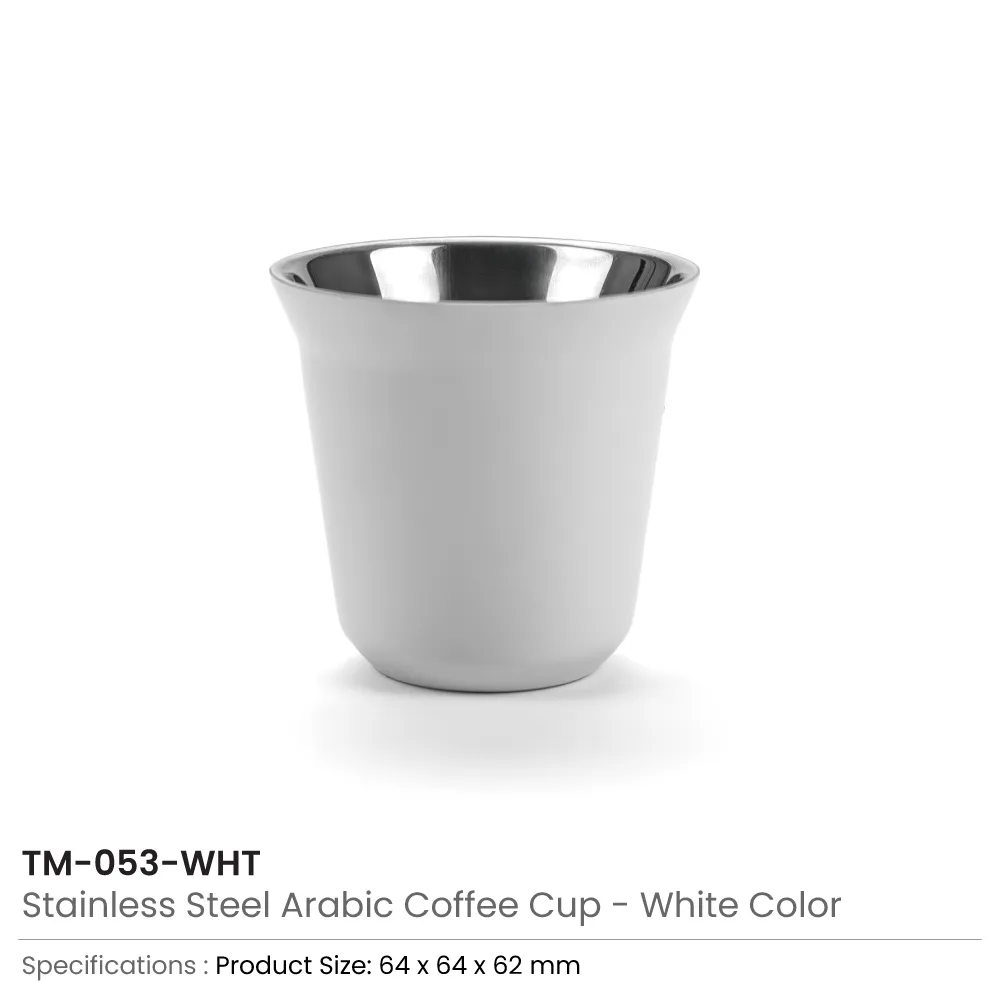 Gahwa Cups, Stainless Steel Arabic Coffee Cups, 80ml in White Carton Box 3