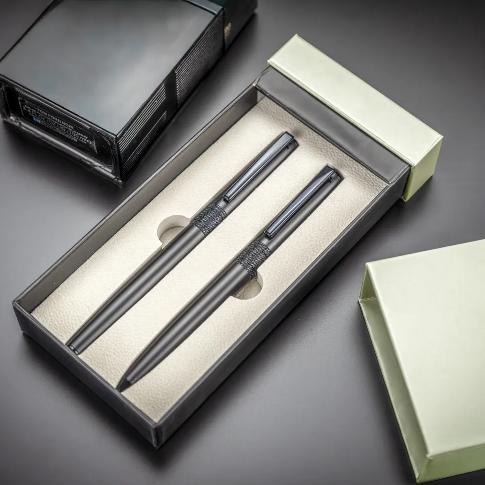 Black Metal Pen Set with Matte Finish in Hardboard Slide to Open Box 5